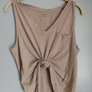 Madewell Whisper Cotton V-Neck Pocket Tank Taupe M